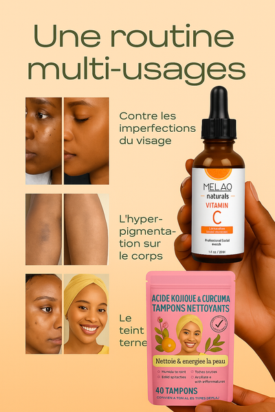 Pack Anti-Taches : Pads Curcuma + Sérum Vitamine C